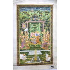 Radha Krishna Art Hindu Original Fine Painting Silk Cloth Unframed Handmade P2